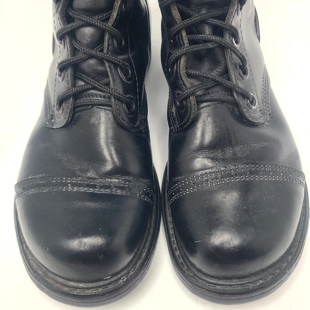 Vtg Double-H 975 Leather Jump Boots Cap Toe Combat Punk Goth Grunge M 7.5 Wide